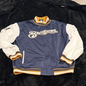 Brewers Blue and White Varsity Jacket